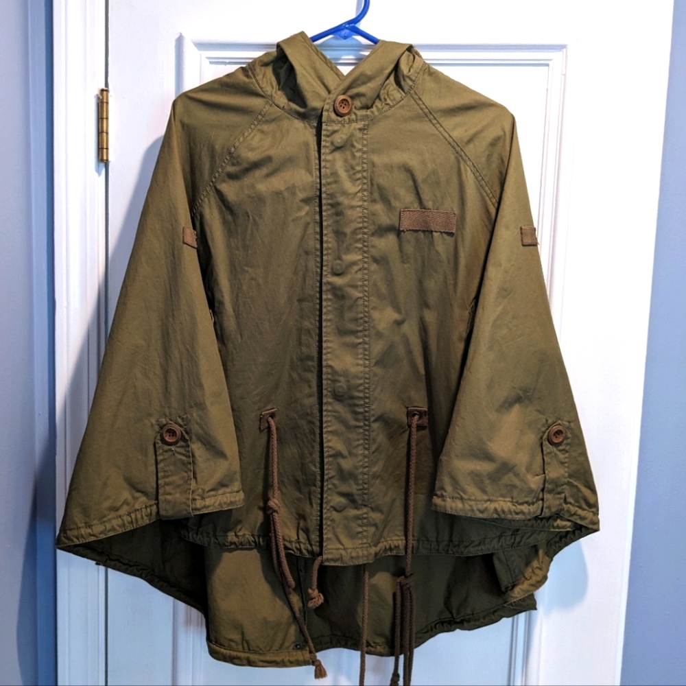 Olive green zip poncho